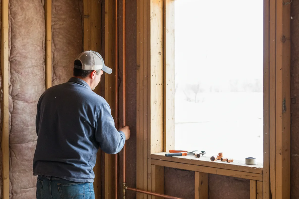 Licensed plumber running new copper supply lines in a New Springfield home