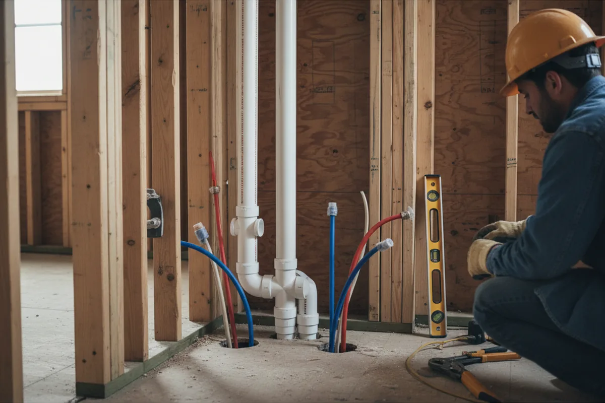 Drain and supply rough-in during Leak Detection in New Springfield